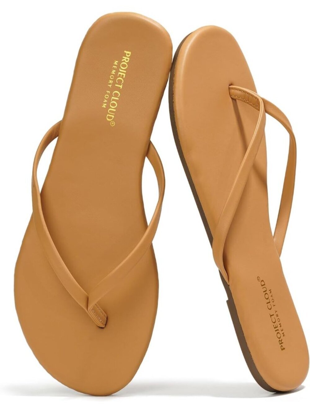 Women's Tan Footwear Foam Insole Durable Non-slip Beach Essentials Flip Flops